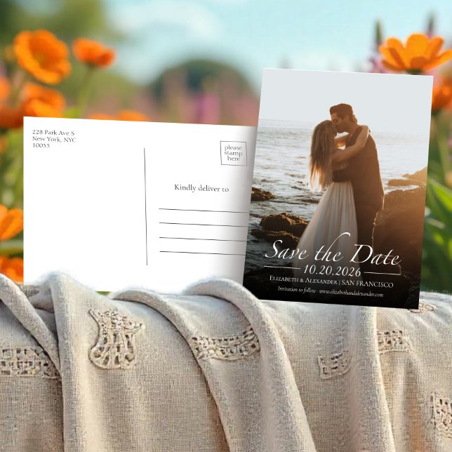 Carte Postale Photo de calligraphie noir et blanc Enregistrer la (Créateur téléchargé)