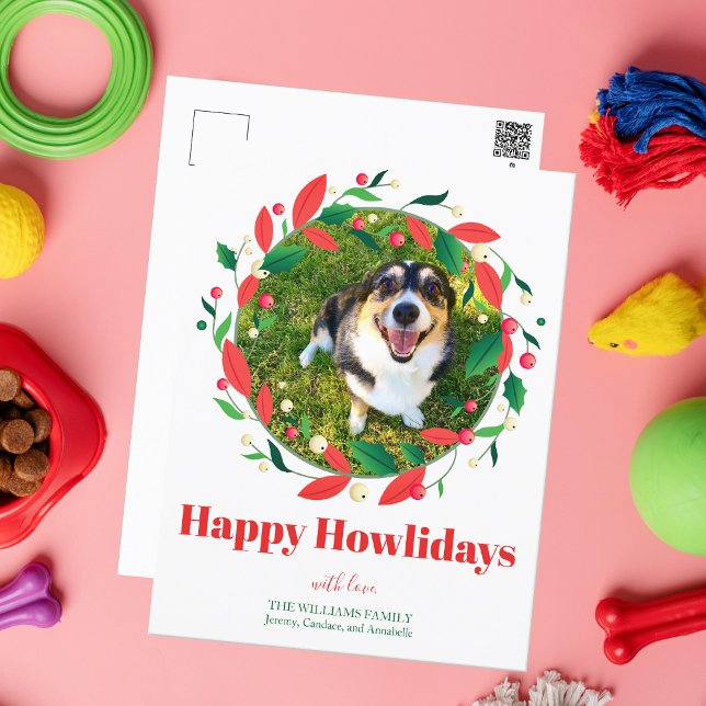 Carte Postale Photo de chien drôle mignonne Joyeux Howlidays Noë (Créateur téléchargé)