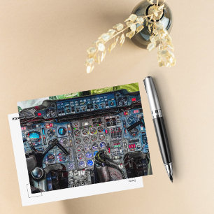 Carte Postale Photo de cockpit d'avion, Anniversaire d'aviation