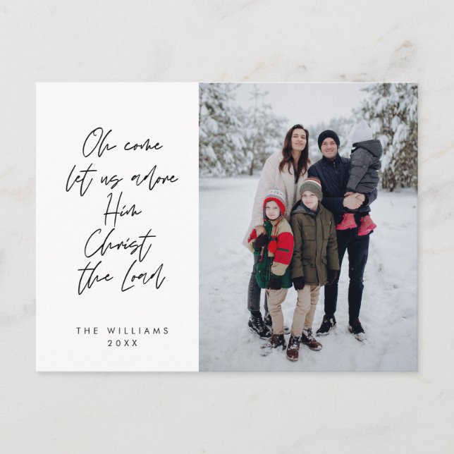 Carte Postale Photo de famille chrétienne, Joyeux Noël religieux (Devant)