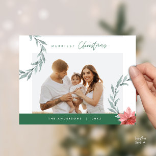 Carte Postale Photo de famille de Noël la plus agréable, Aquarel