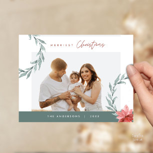 Carte Postale Photo de famille de Noël la plus agréable, Aquarel