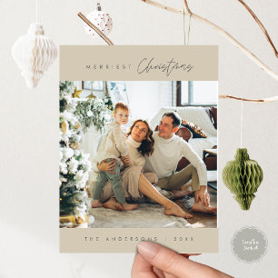 Carte Postale Photo de famille de Noël la plus agréable, Crème i