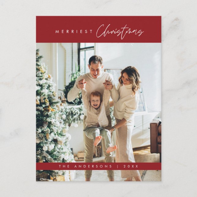 Carte Postale Photo de famille de Noël la plus agréable, minimal (Devant)