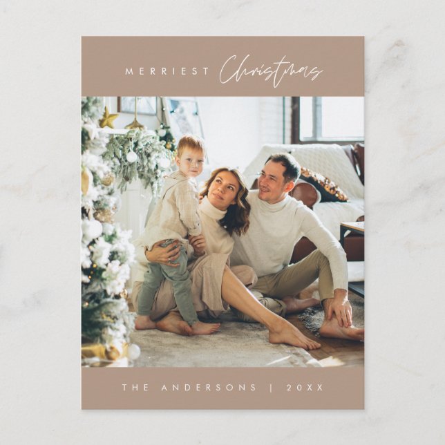 Carte Postale Photo de famille de Noël la plus agréable, minimal (Devant)