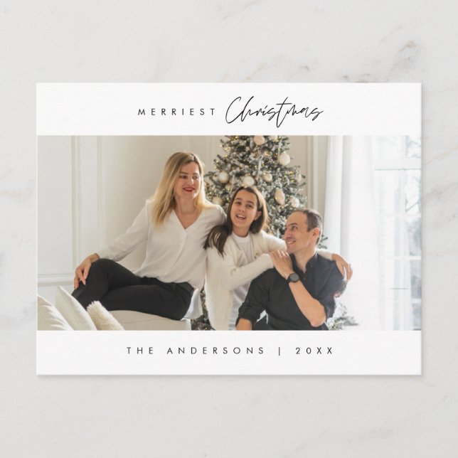 Carte Postale Photo de famille de Noël la plus agréable, moderne (Devant)