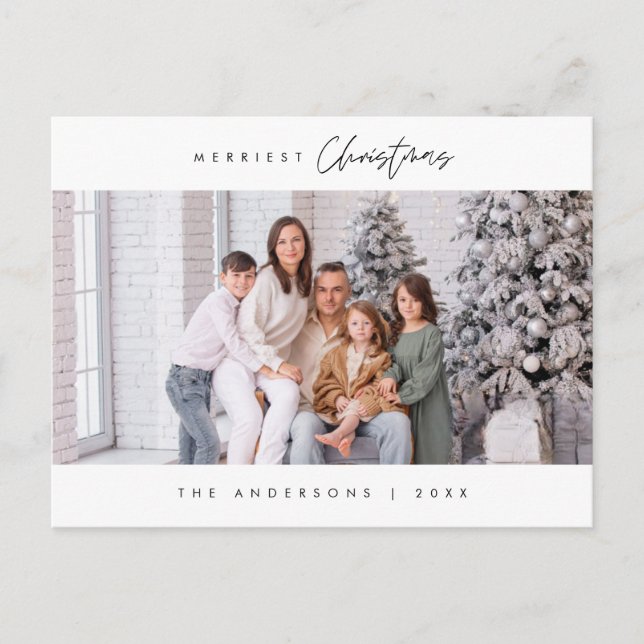 Carte Postale Photo de famille de Noël la plus agréable, moderne (Devant)