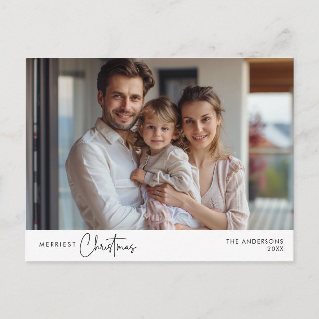 Carte Postale Photo de famille de Noël la plus joyeuse, Bonheur  (Devant)