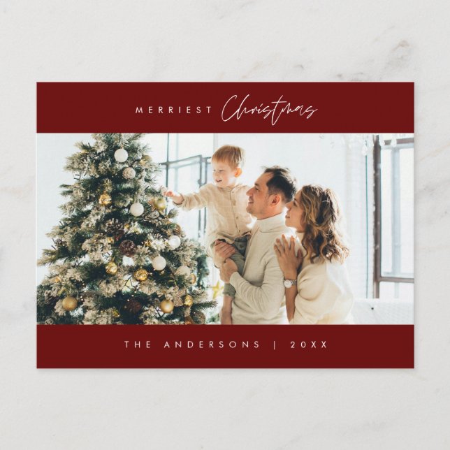 Carte Postale Photo de famille de Noël la plus joyeuse, Bonheur  (Devant)