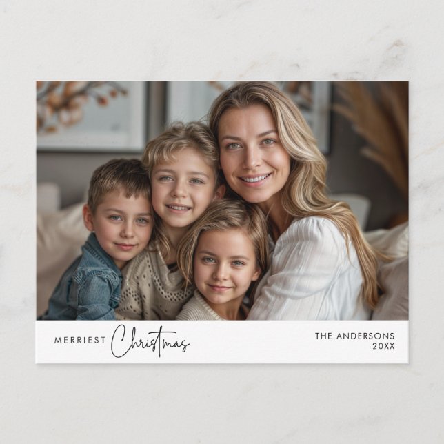 Carte Postale Photo de famille de Noël la plus joyeuse, Happy d' (Devant)