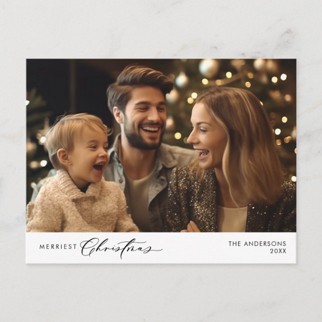 Carte Postale Photo de famille de Noël la plus joyeuse, Happy d' (Devant)