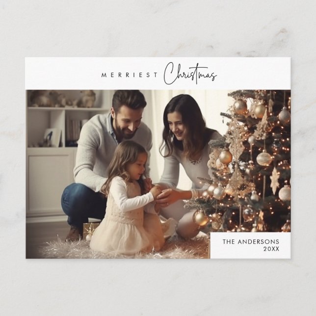 Carte Postale Photo de famille de Noël la plus joyeuse, Happy d' (Devant)