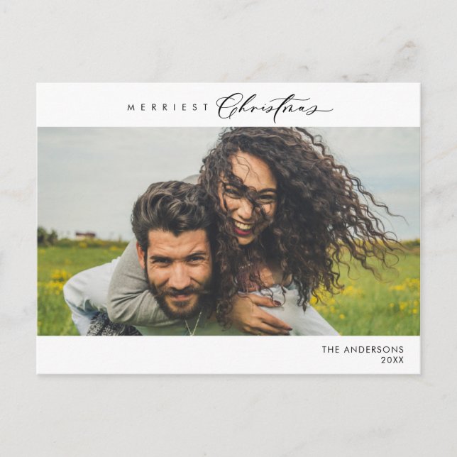 Carte Postale Photo de famille de Noël la plus joyeuse, Happy d' (Devant)