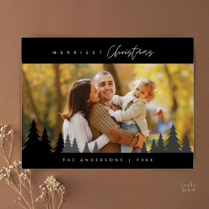 Carte Postale Photo de famille de Noël le plus joyeux en extérie