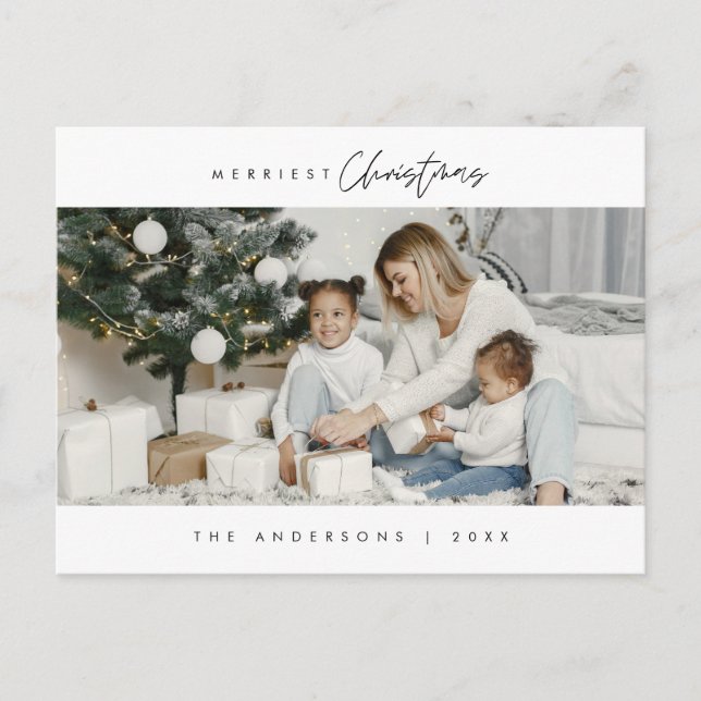 Carte Postale Photo de famille de Noël le plus joyeux, minimalis (Devant)