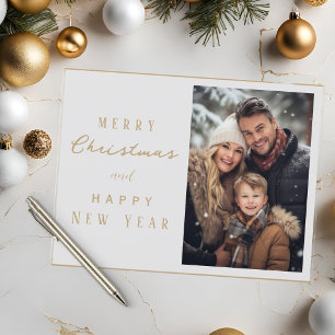 Carte Postale Photo de famille élégant Joyeux Noël Nouvel An