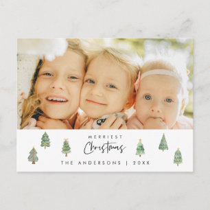 Carte Postale Photo de famille Joyeux Noël, arbres de Noël