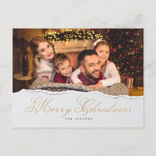 Carte Postale Photo de famille Lettrée moderne Joyeux Noël
