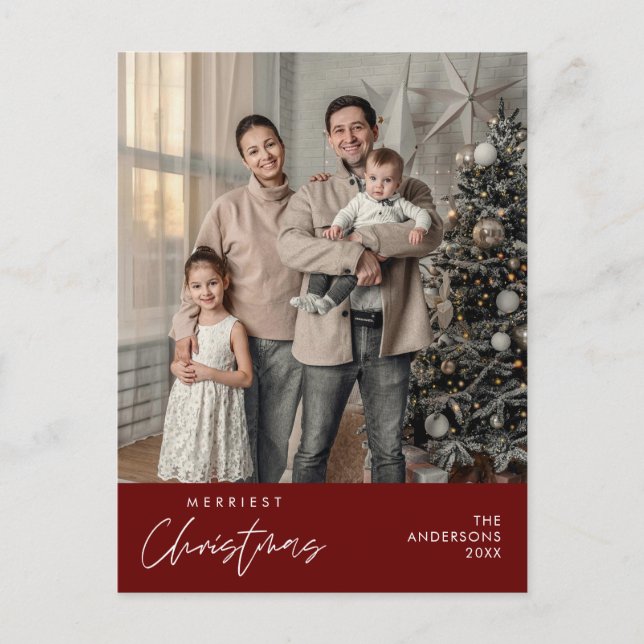 Carte Postale Photo de famille Noël le plus joyeux, Bonheur conf (Devant)