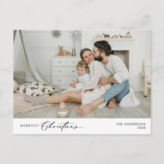 Carte Postale Photo de famille Noël le plus joyeux, Bonheur d'hi (Devant)