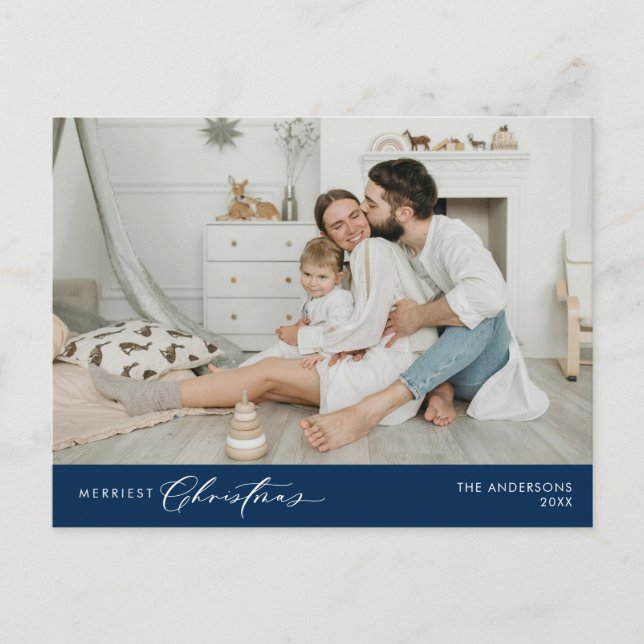 Carte Postale Photo de famille Noël le plus joyeux, Bonheur d'hi (Devant)