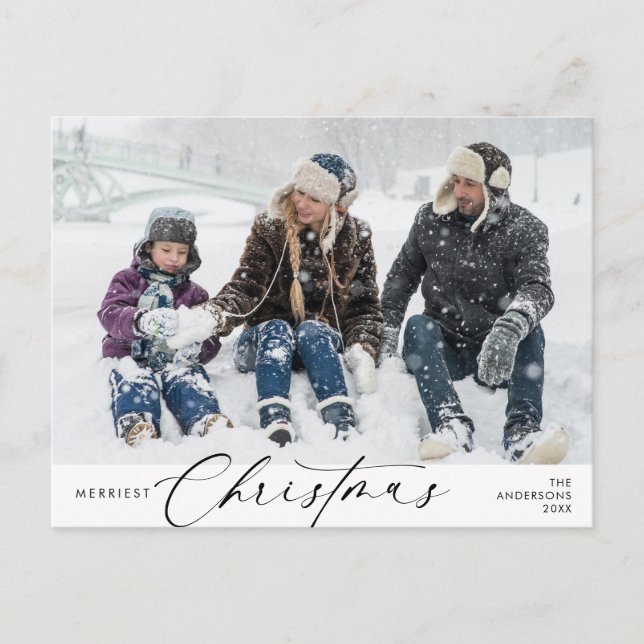Carte Postale Photo de famille Noël le plus joyeux, Bonheur d'hi (Devant)