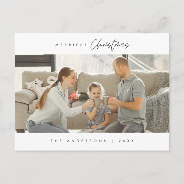 Carte Postale Photo de famille Noël le plus joyeux, Moderne et C (Devant)