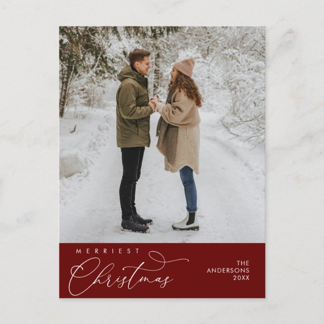 Carte Postale Photo de famille Noël le plus joyeux, salutation r (Devant)