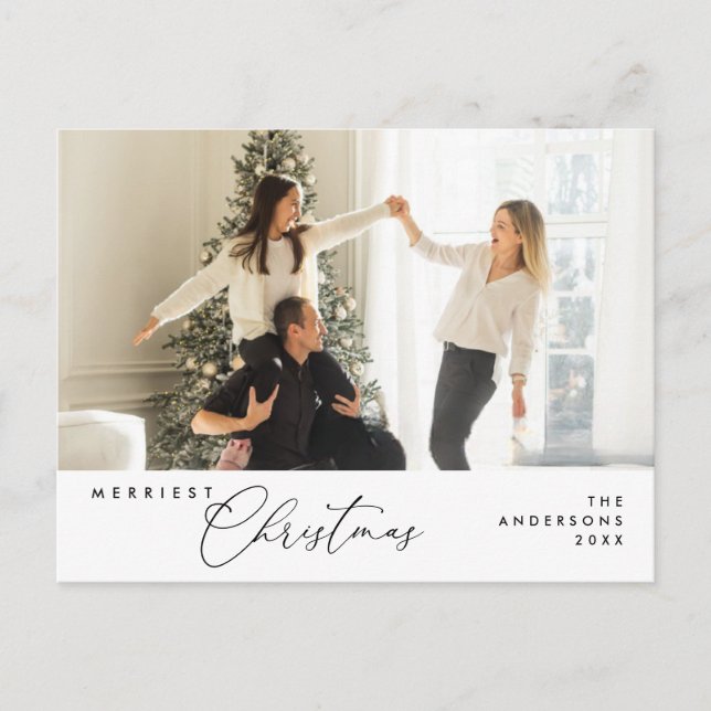 Carte Postale Photo de famille Noël le plus joyeux, Vœux de sais (Devant)