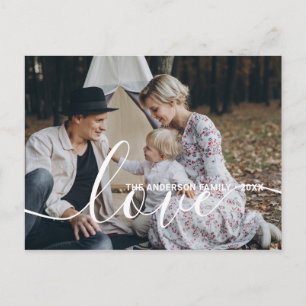 Carte Postale Photo de famille personnalisée 'Amour' avec nom pe