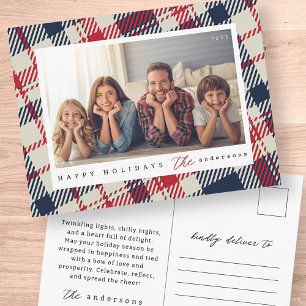 Carte Postale Photo de famille personnalisée de Noël de Motif mo