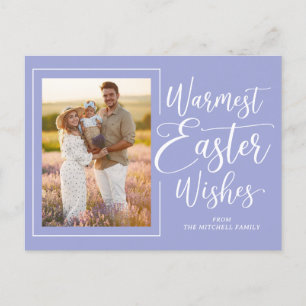 Carte Postale Photo de famille personnalisée sur Pâques violet b