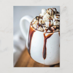 Carte postale photo de gros plan au chocolat chaud
