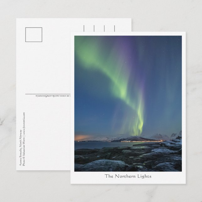 Carte Postale Photo de la nature des lumières du Nord (Devant / Derrière)