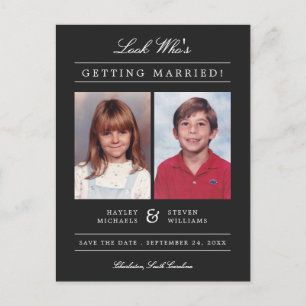 Carte Postale Photo de l'enfant Enregistrer la date Black