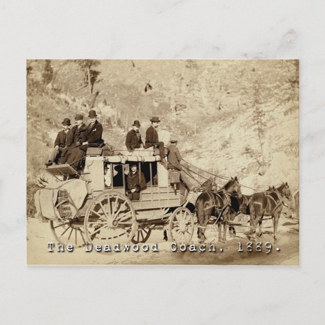 Carte Postale Photo de l'entraîneur Deadwood 1889 (Devant)