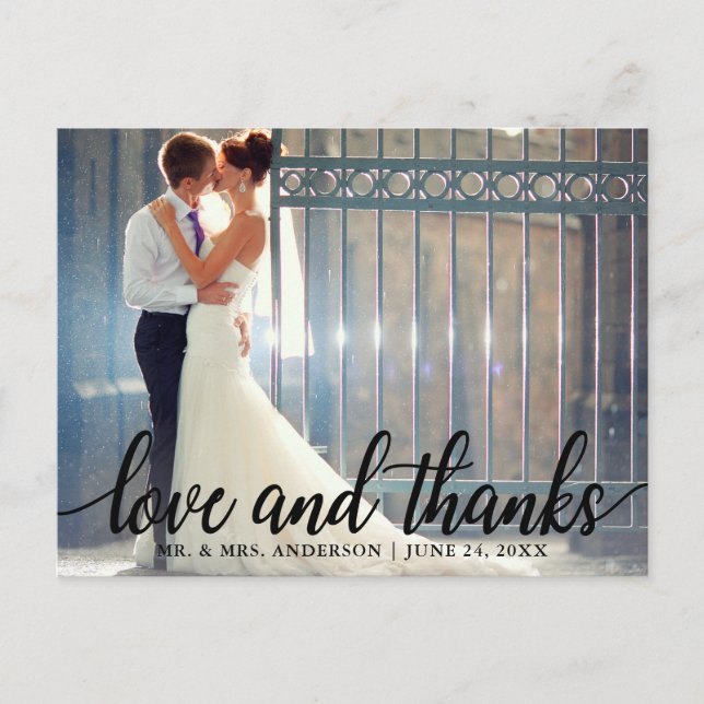 Carte Postale Photo de mariage Amour et Merci M. et Mme (Devant)