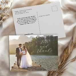 Carte postale photo de mariage avec amour et remer
