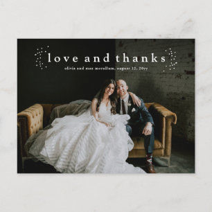 Carte Postale Photo de mariage Minimal Type Love and Thanks