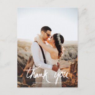 Carte Postale Photo de mariage ou de fête remerciement manuscrit