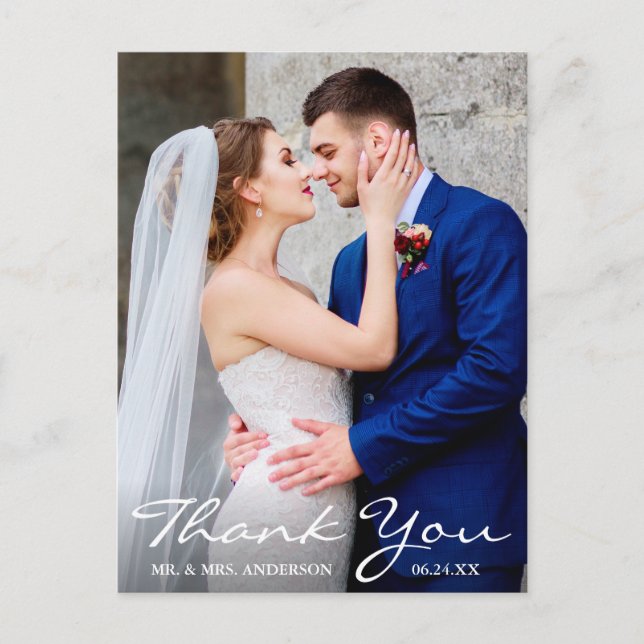 Carte Postale Photo de mariage remerciements mariés (Devant)