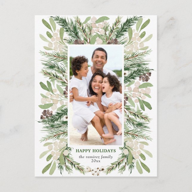 Carte postale photo de Noël aquarelle Florale (Devant)