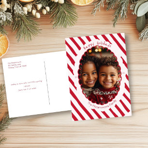 Carte postale photo de Noël de Sucre de canne mode