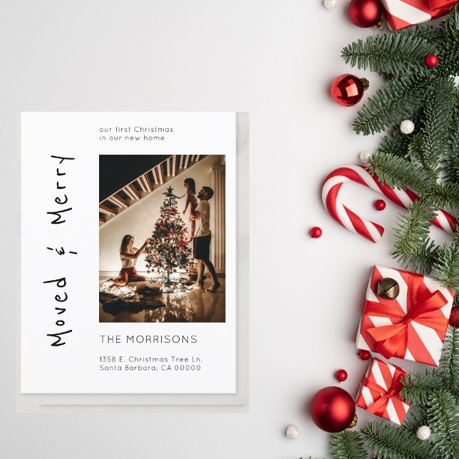 Carte Postale Photo de Noël Déplacé et Joyeux Nouvelle adresse D (Créateur téléchargé)