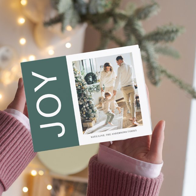 Carte Postale Photo de Noël en famille | Vacances de Joie Verte (Créateur téléchargé)