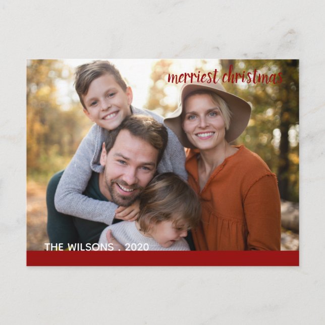 Carte Postale photo de Noël la plus belle photo de script modern (Devant)