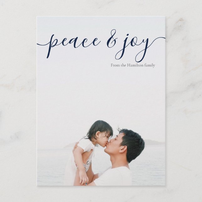 Carte Postale Photo de Noël Paix Et Typographie (dos bleu) (Devant)