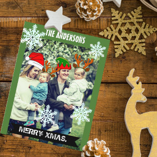 Carte Postale Photo de Noël personnalisée flocons de neige et xm