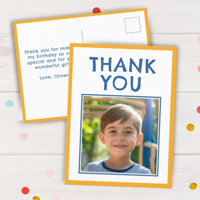 Carte Postale Photo de remerciement d'anniversaire pour enfants  (Créateur téléchargé)