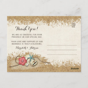 Carte Postale Photo de remerciement de mariage aux Hibiscus de S